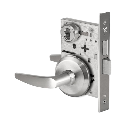 Best Grade 1 Intruder Mortise Lock, 16 Lever, S Rose, SFIC Housing Less Core, Satin Chrome Finish, Field 45H7IND16S626